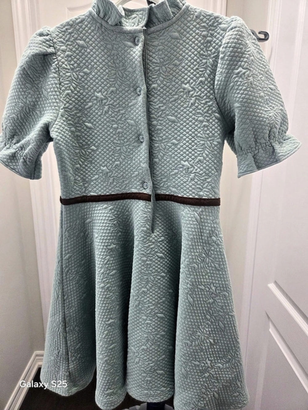 Janie + Jack Girls Quilted Dress in Green Like New